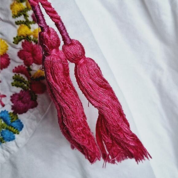 Sister Mary "Mary" Dress Small Heavily Embroidered Short Sleeve Tunic White Boho - Picture 11 of 12